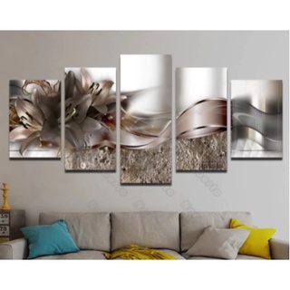 Quadros decorativos Mosaicos para sua sala ou quarto Kit 5 peças Mural Flores marron 4k linda