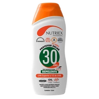 Protetor Blolqueador Solar FPS 30 com Repelente 120 ML NUTRIEX em Oferta na Shopee