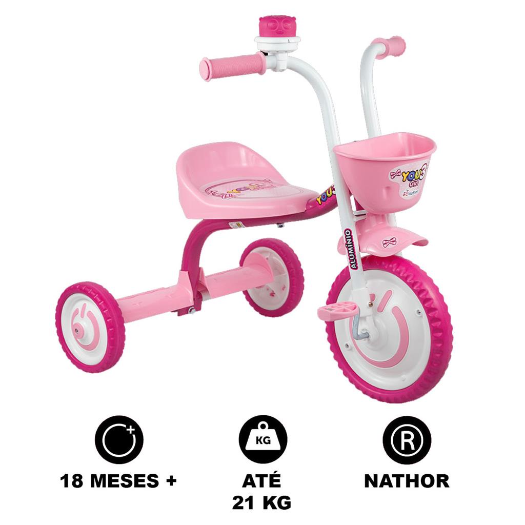 Triciclo Infantil Aro 5 You 3 Girl Nathor - Rosa