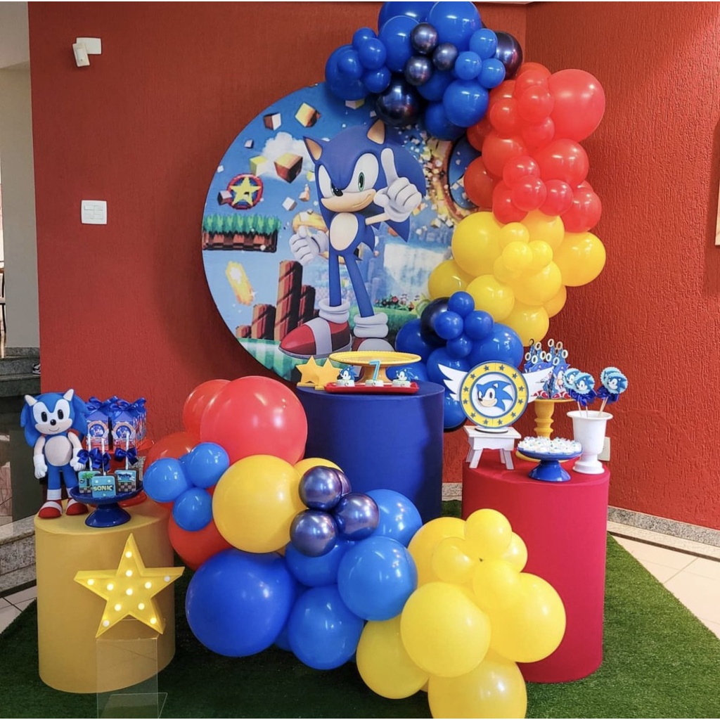 Arco Balões Branco Descontruido Festa Sonic | Shopee Brasil