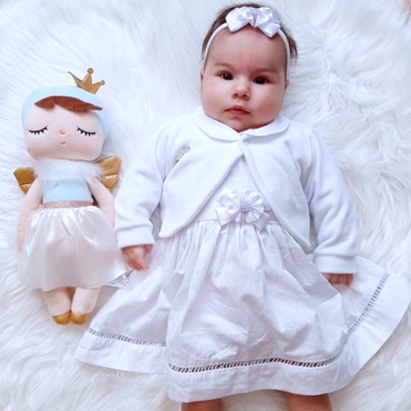 Vestido para batizado cheap bebe 3 meses