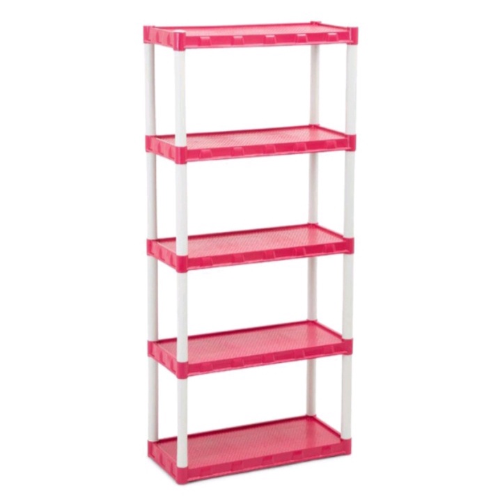 Estante modular com 5 prateleiras cor ROSA (com pezinhos)cod:915