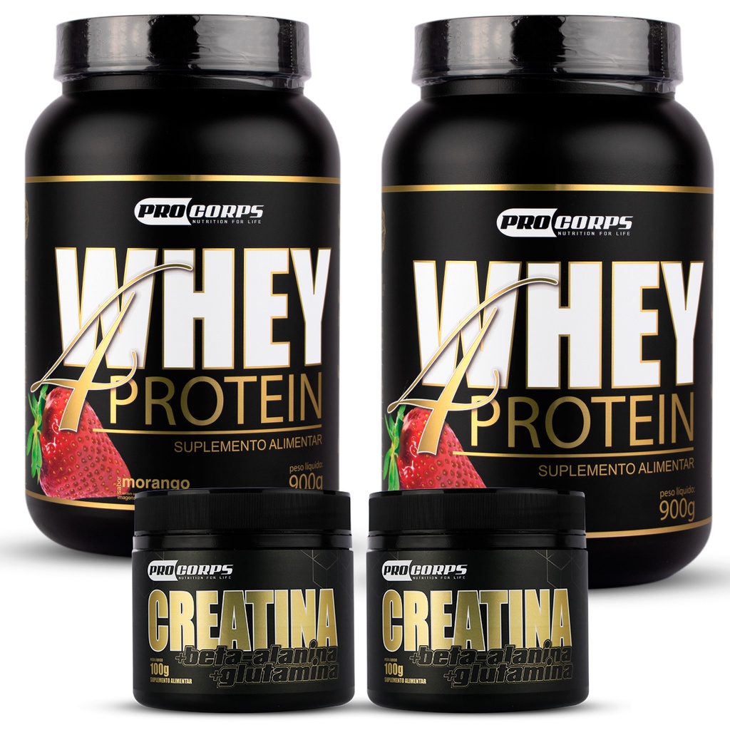 2 Whey 4 Protein 900g + 2 Creatina 100g