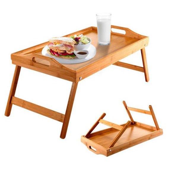 Bandeja Mesa Café Da Manhã Bambu Dobrável Com Pé Para Cama - Envio Já