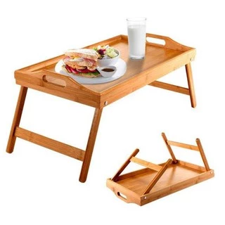 Bandeja Mesa Café Da Manhã Bambu Dobrável Com Pé Para Cama - Envio Já