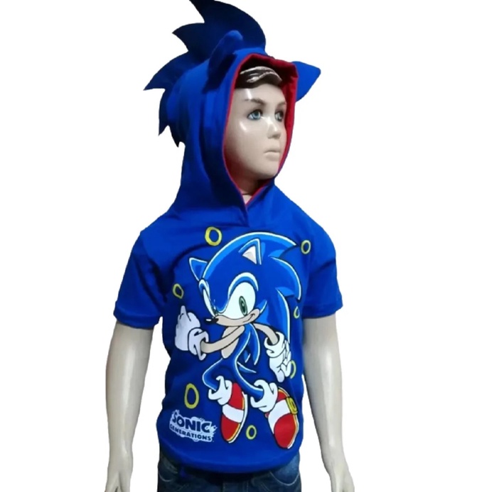 Camiseta Infantil Sonic Com Capuz