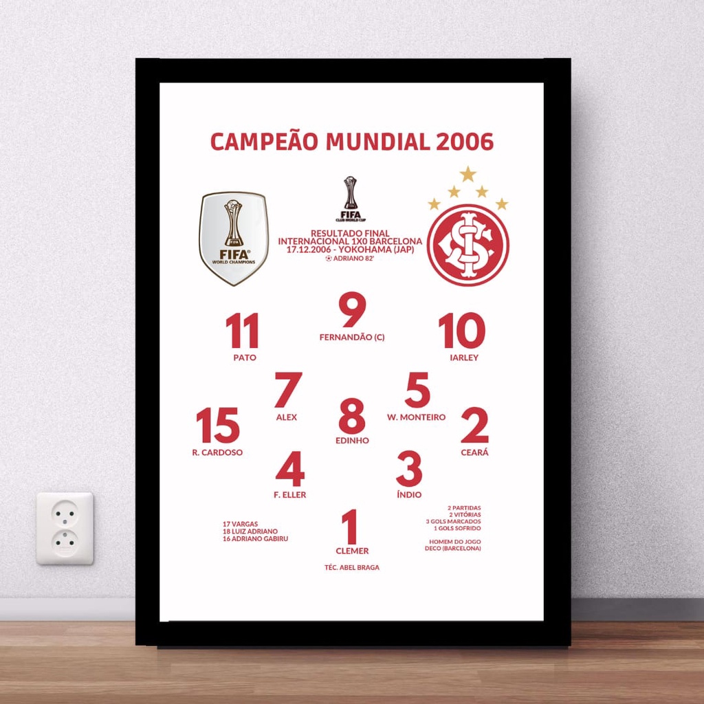 Quadro Escalação Final Campeão Mundial 2000 - PlacasFUT