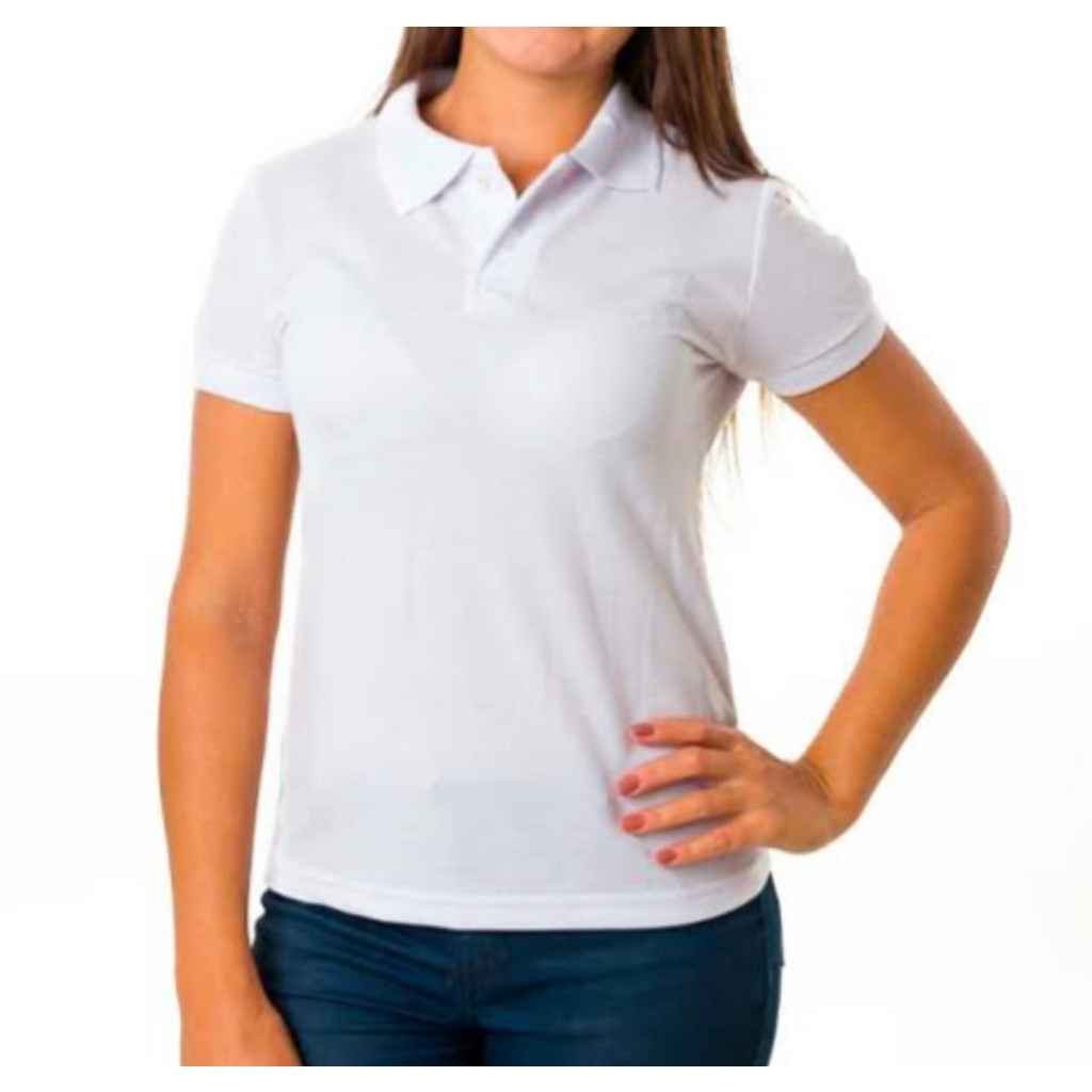 Blusa feminina gola polo manga curta tecido piquet estilo mulher ...