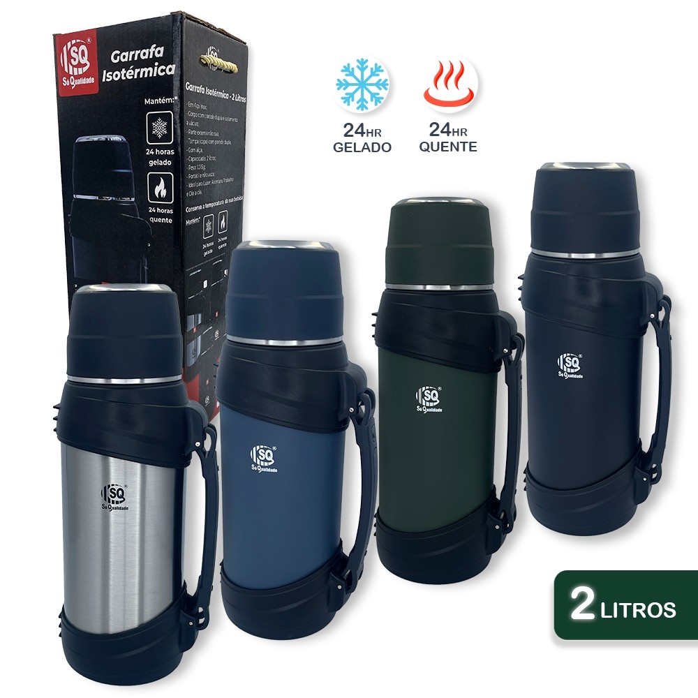 Garrafa Térmica 2 Litros Grande Camping Conserva 24 horas | Shopee Brasil
