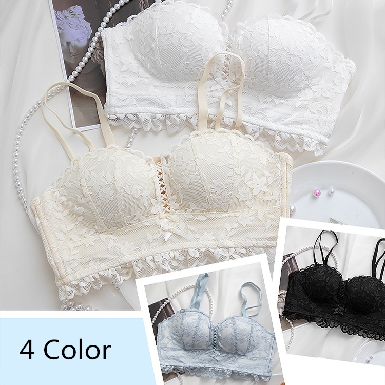 Soutien De Renda Sexy Com Levantamento De Peito Sem Fio Furtivo Escorregamento Para Mulheres