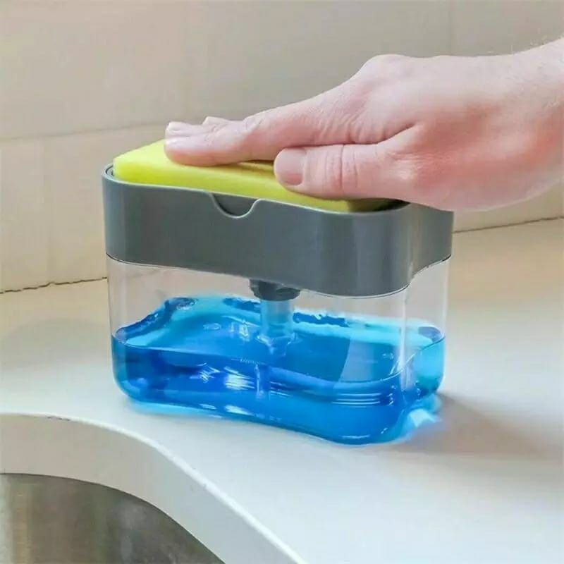 Dispenser Detergente E Porta Esponja 2 Em 1 Esponja Limpeza Cozinha Casa Louça Dosador