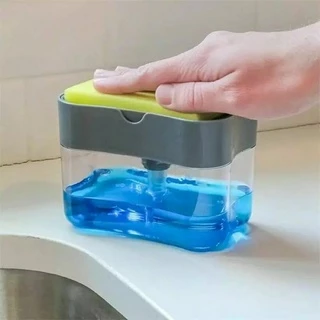 Dispenser Detergente E Porta Esponja 2 em 1 Esponja Limpeza Cozinha Casa Louça Dosador