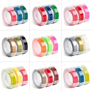 3 Pcs 6/9/12MM Várias Cores Embossing Rótulo Fita 3D Refil Para DYMO 12965 1610 1880 MOTEX e101 e202 C101