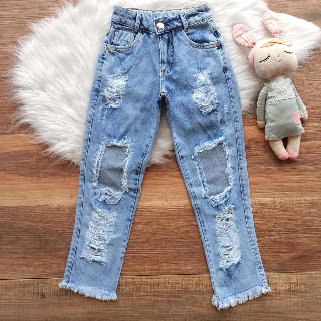 Calca jeans cheap rasgada infantil