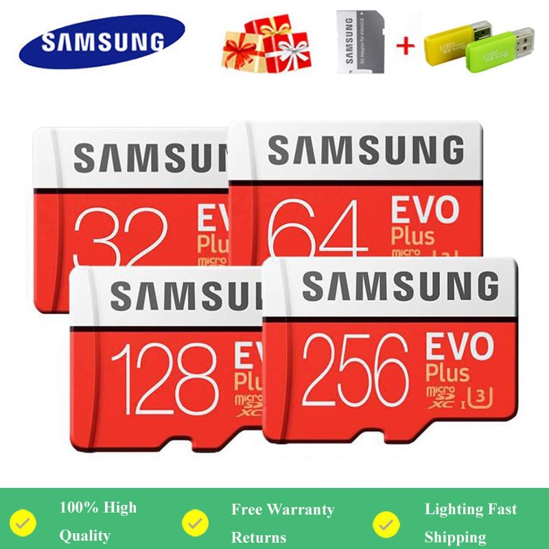 Cartão De Memória MicroSD SAMSUNG Evo Plus 32GB/64GB/128GB/256GB SD 100MB/s