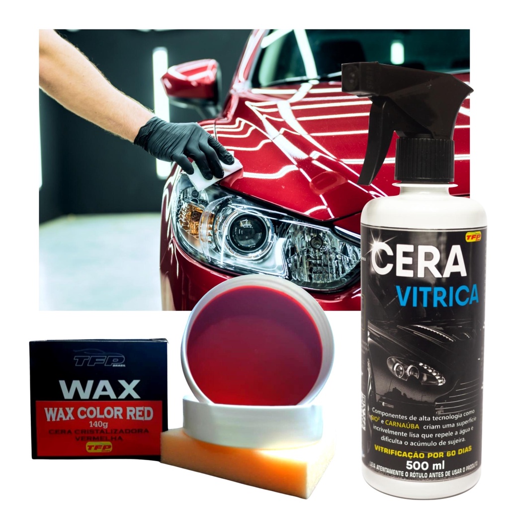 Cera Cristalizadora Carro Vermelho e Cera Vitrica C/ Carnaúba | Shopee ...