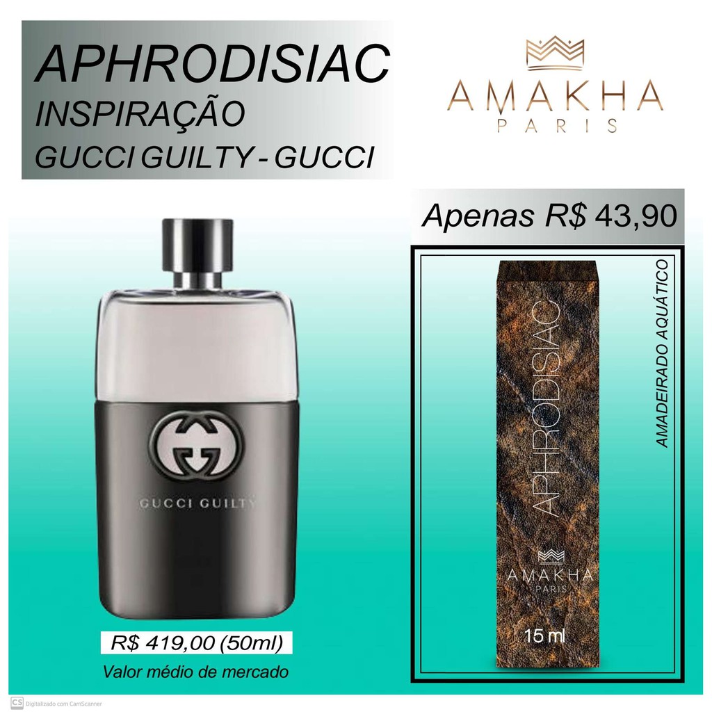 APHRODISIAC GUILTY GUCCI Perfumes Amakha Paris de 15 ML fixa o de 12 a 24 horas