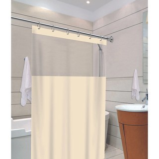 Cortina de Box Banheiro Creme Bege Com Visor Plástico 100% Pvc