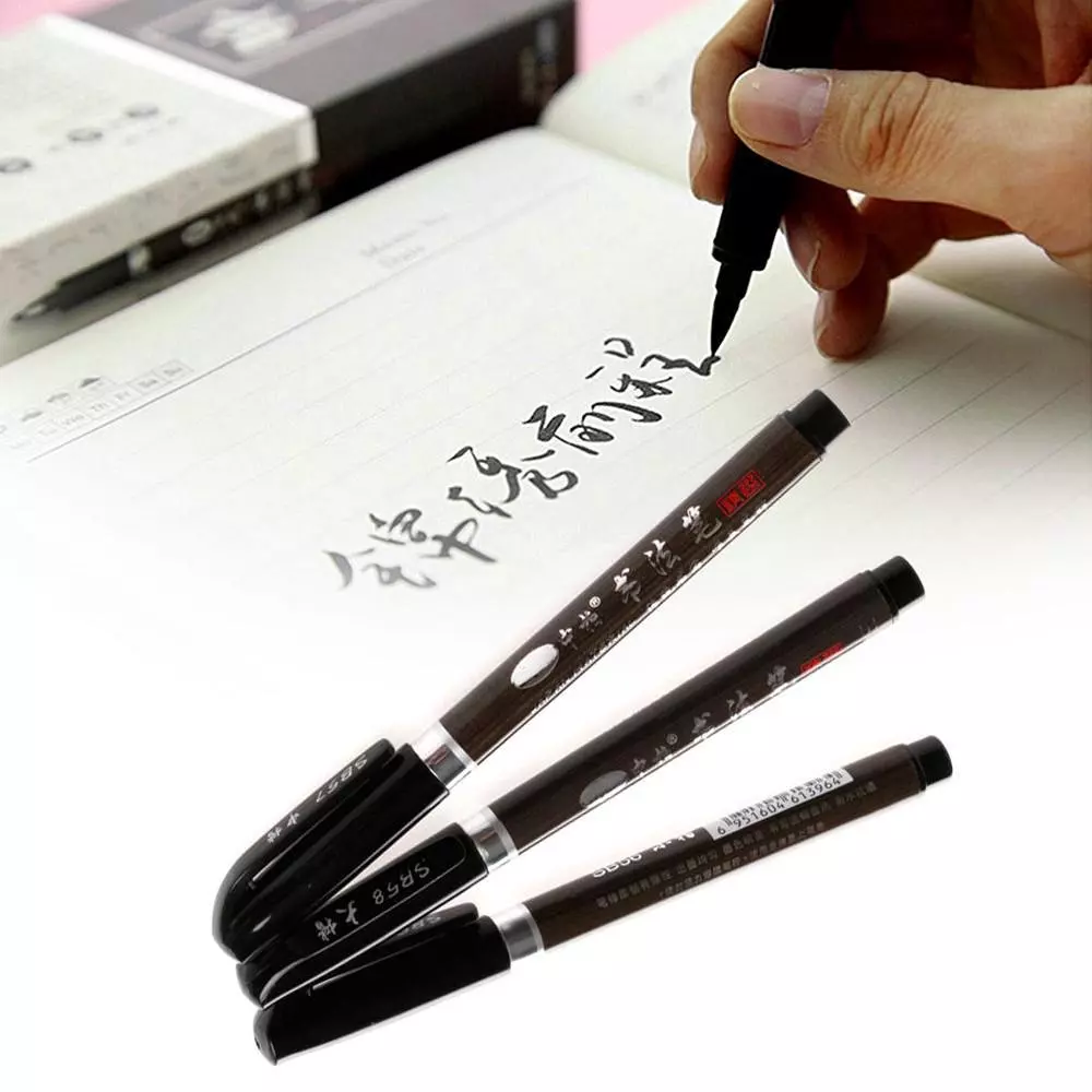 3Pçs/Conjunto Caneta Artística/ para Escrita/ Caligrafia/ Pincel Japonês/ Chinês