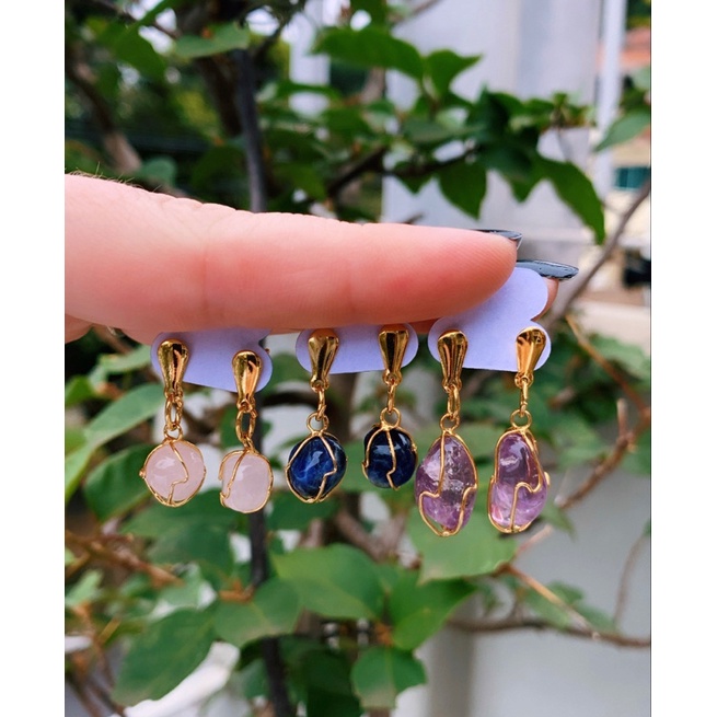 brincos de pedras naturais | Shopee Brasil