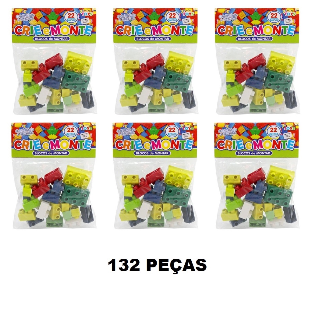 Kit Blocos Infantil Bolsa Com 180 Peças Grandes - Maptoy