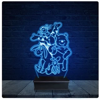 Luminária Led Acrilico Abajur - Usinho pooh e seus Amigos