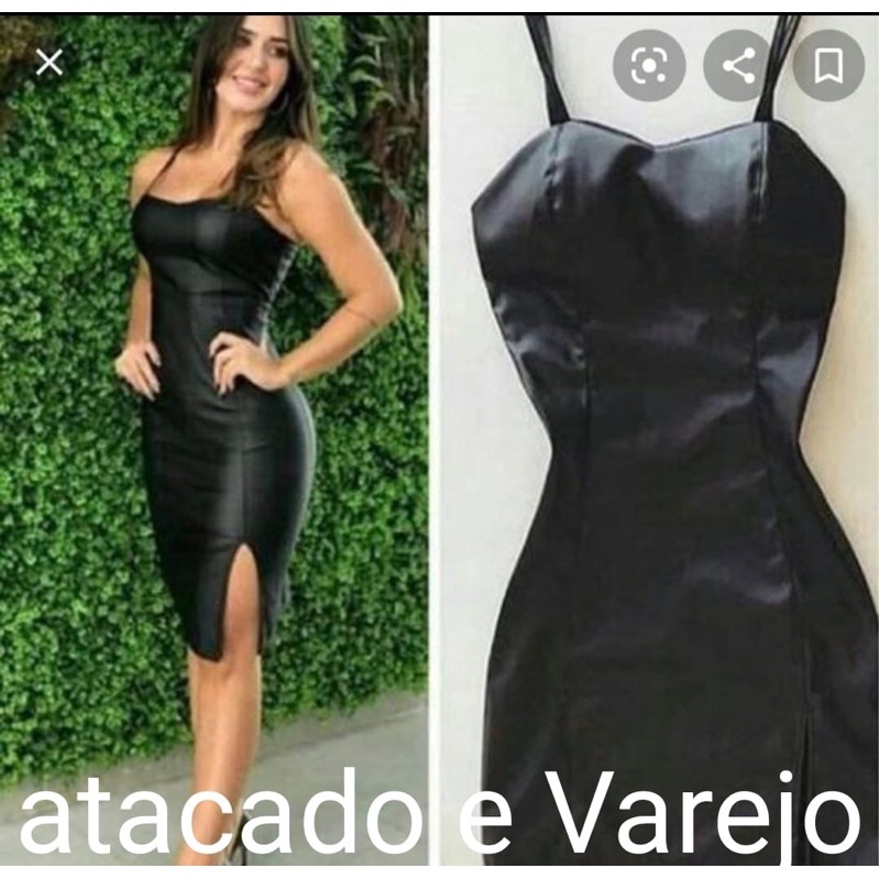 Vestido de best sale couro sintetico marrom