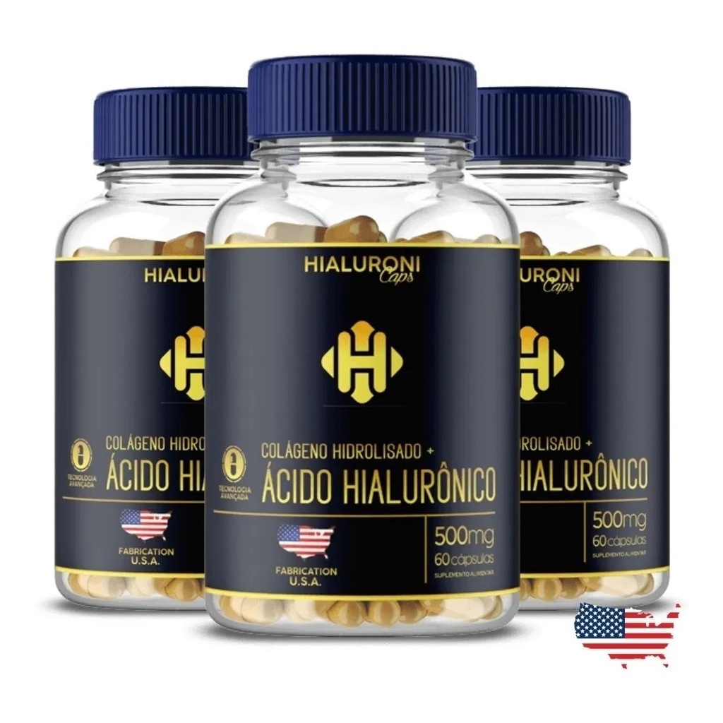 Hialuroni Caps - Ácido Hialurônico + Colágeno Americano 3pt | Shopee Brasil
