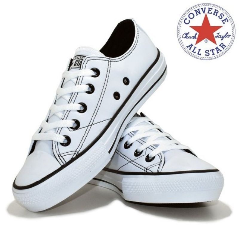 Tênis Converse All Star Preto Couro Sintetico Feminino e Masculino sola  baixa – Luna Calçados