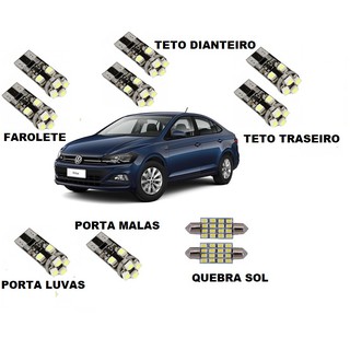 Lampadas de Led Virtus Kit Interno + Farolete Acessorios para Carro Branco 12v