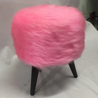 Puff Decorativo Redondo Pelúcia Pés Palito- Rosa