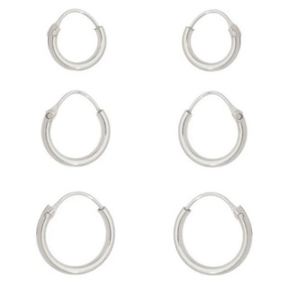 Kit Trio Argolas Prata 925 Legítima 8mm 10mm 12mm