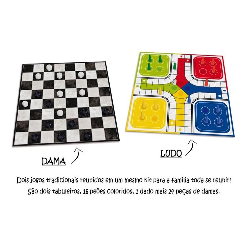 Jogo Tabuleiro Ludo Dama 2x1 Estratégia Clássico - Envio 24h