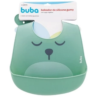 Babador De Silicone Gumy Com Porta Migalhas Verde Buba
