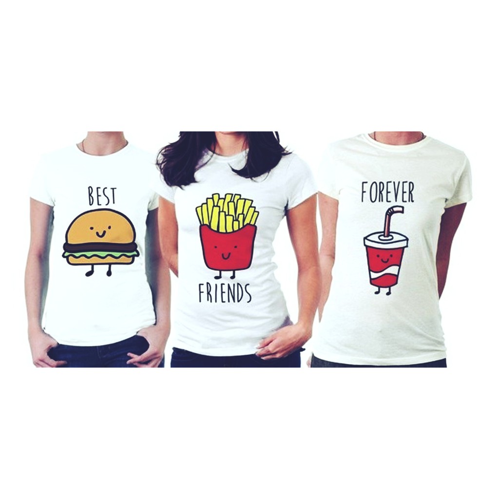 Kit 3 Camisetas Best Friends Forever Shopee Brasil