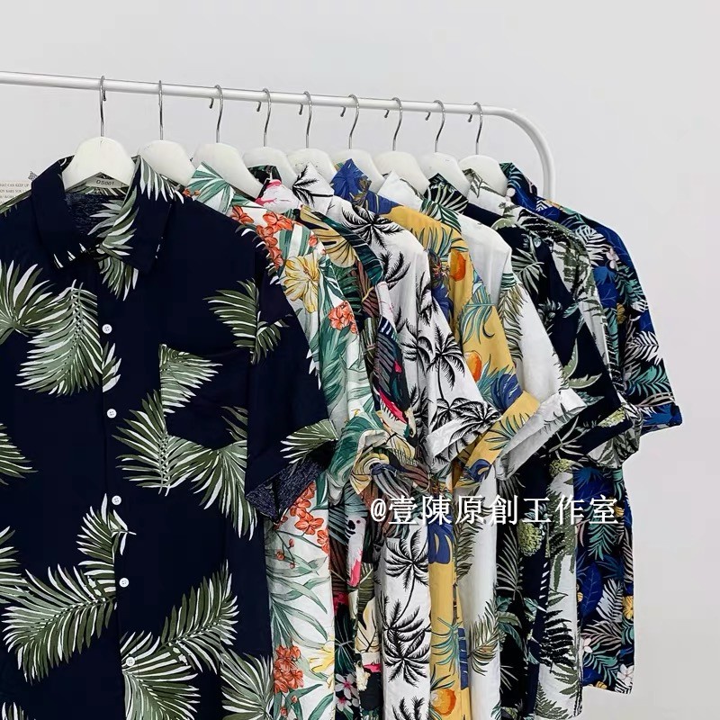 [Promoção de verão] Camisa versátil de meia manga florida para férias na praia havaiana, mais vendida
