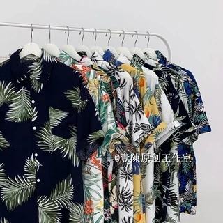 [Promoção de verão] Camisa versátil de meia manga florida para férias na praia havaiana, mais vendida