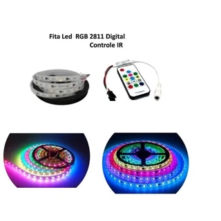 Fita Led Endereçável 5 Metros 2811 12v 300 Leds Ip67 + Central e Controle