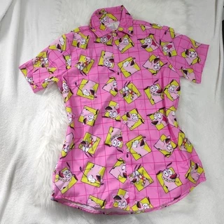 Camisa camisaria botões coragem, o cão covarde unissex