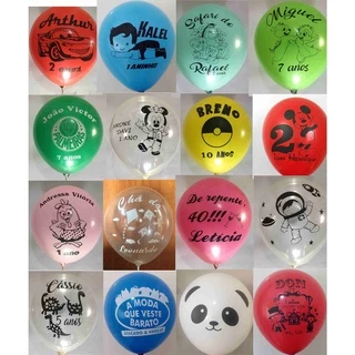 100 unidades Bexigas-Balões personalizado com tema nome idade ou Logomarca para festa (PROMOÇÃO)