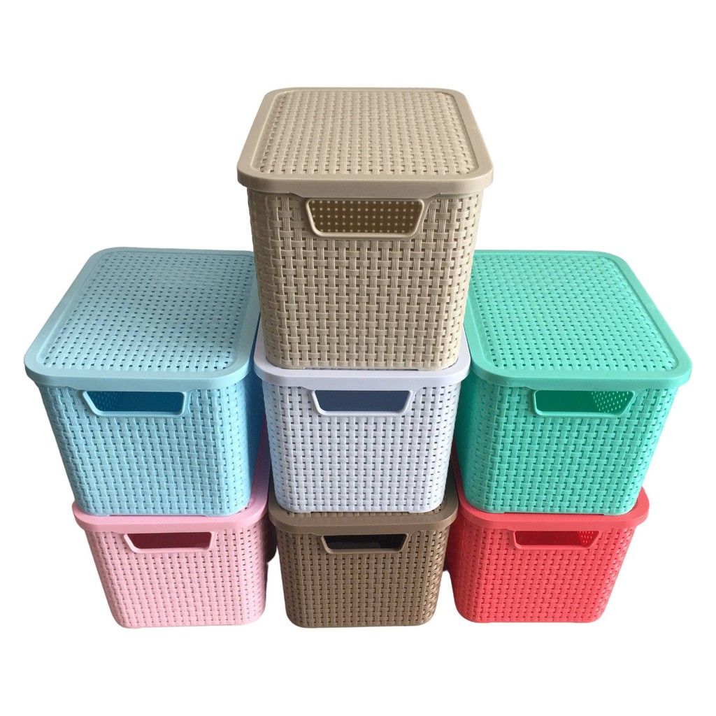 3 Caixas Organizadoras Pequena De Plastico Rattan 4,5 Litros Cor Rosa-claro