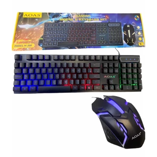 Kit Teclado e Mouse Gamer Rgb Semi Mecânico AOAS M-300