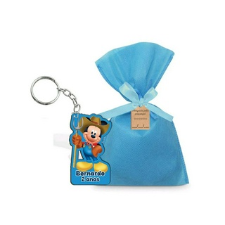 Chaveiro Lembrança Mickey Fazendeiro aniversário Personalizado com saquinho e TAG