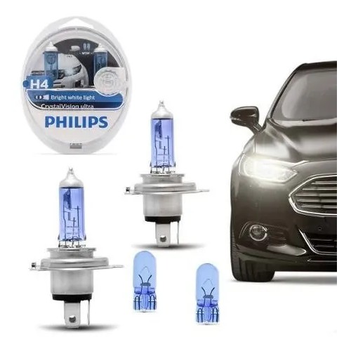Lampada Philips H4 4300k Cristal Vision Super Branca Crystal