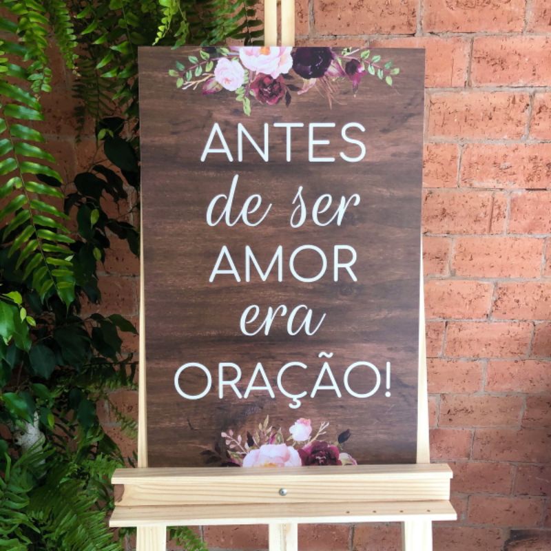 Placa Decorativa MDF para Casamento Antes de ser Amor era Oração