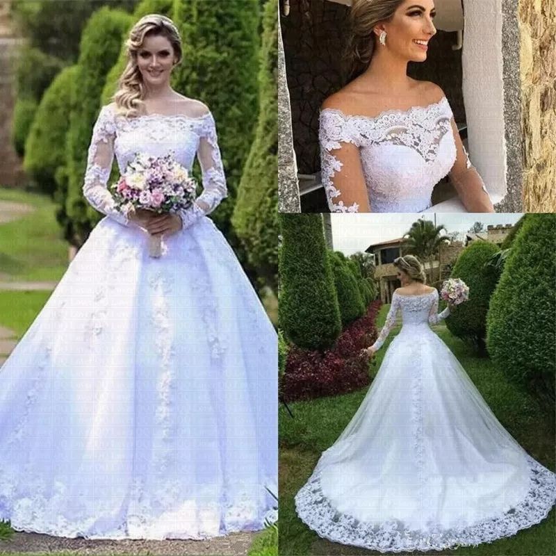 Vestido de Noiva Princesa Tule Vestido de Casamento Rendado com Pérolas  Vestido Borado Lindo para Noivas (36)