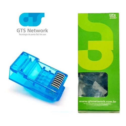 Conector Rj45 - Kit 100 - Fast Track Gts Cat5e Azul | Shopee Brasil