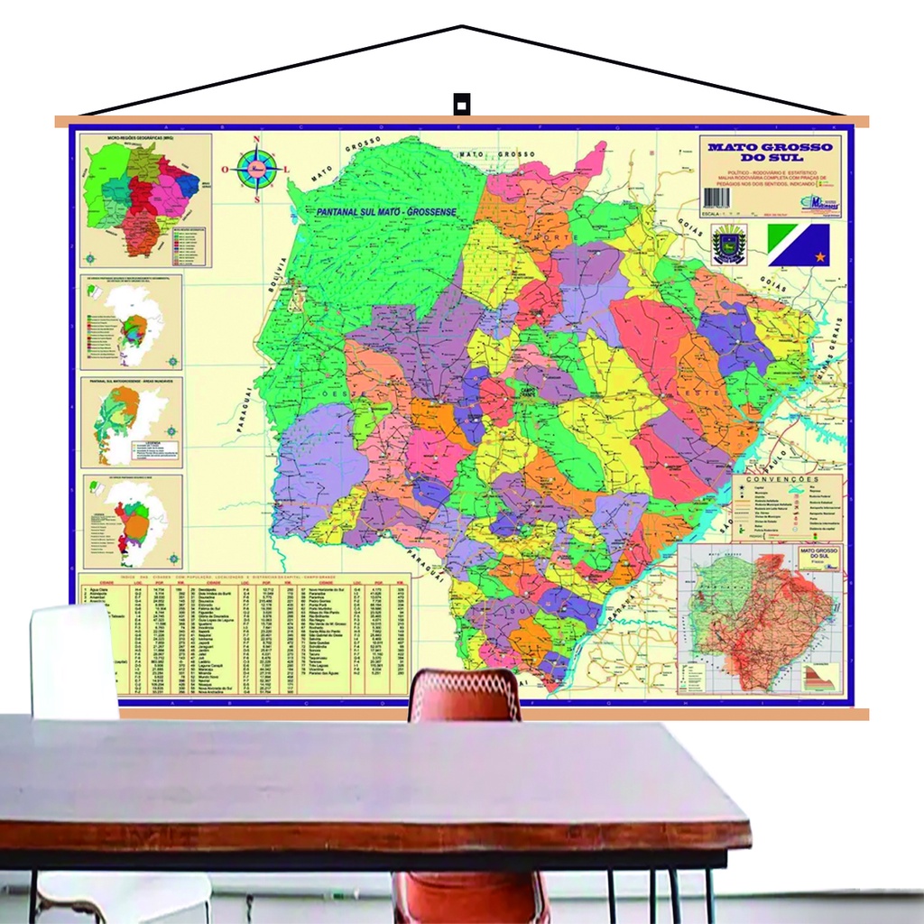 Mapa Mato Grosso Sul Banner Laminado Gigante 120x90cm Atual Shopee Brasil 1021