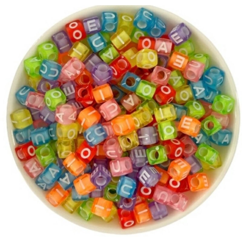 Kit miçangas de letras Vogais Para Pulseiras 100 GRAMAS Oferta Promoção ...