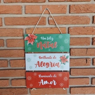 Enfeites de Natal Placa Para Decoração Com Cordão Frase: Ho Ho Ho, Feliz  Natal